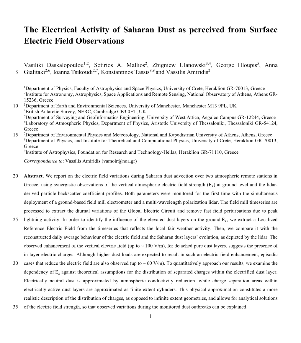 The Electrical Activity of Saharan Dust As Perceived from Surface Electric Field Observations