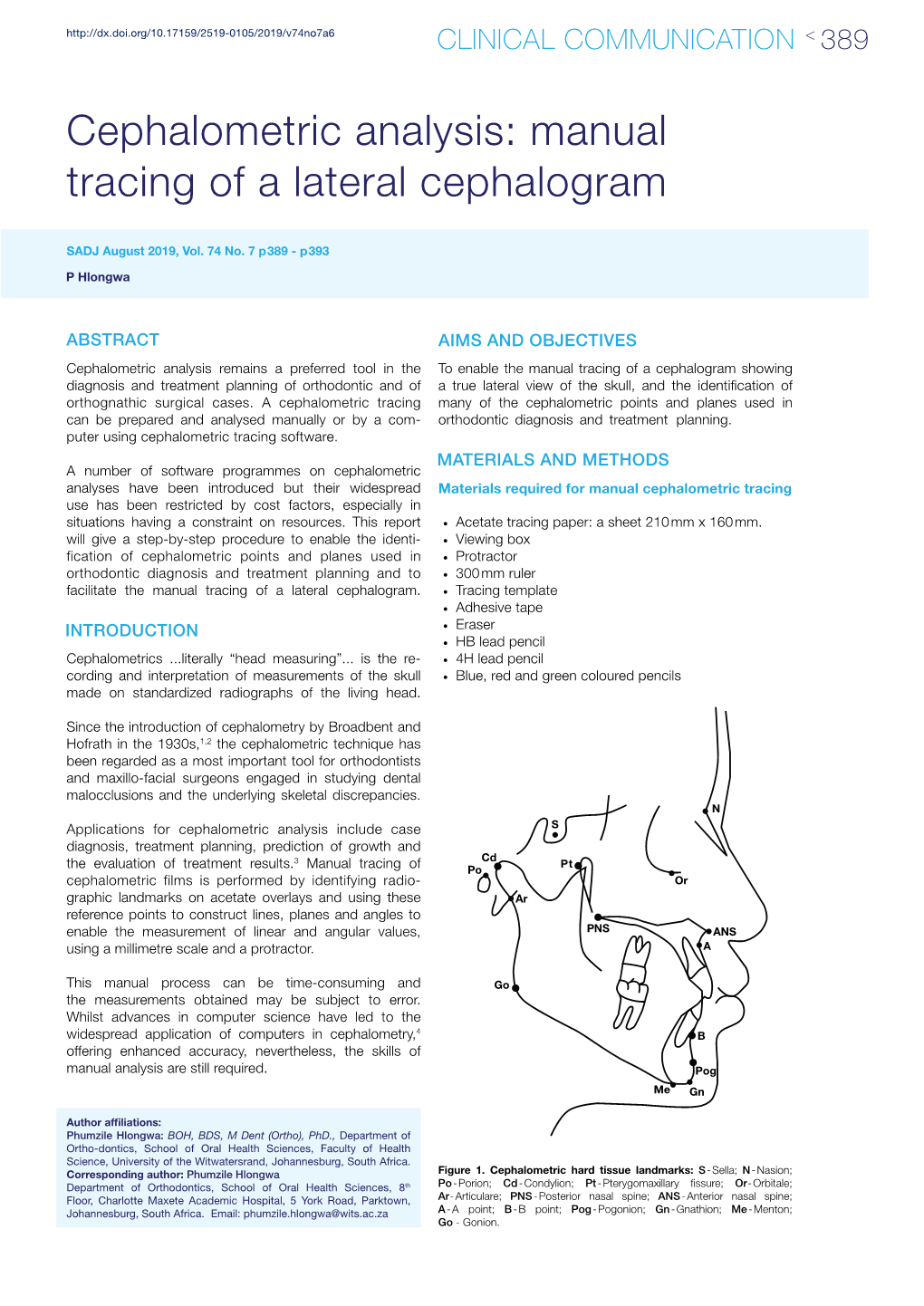 Cephalometric Analysis: Manual Tracing of a Lateral Cephalogram