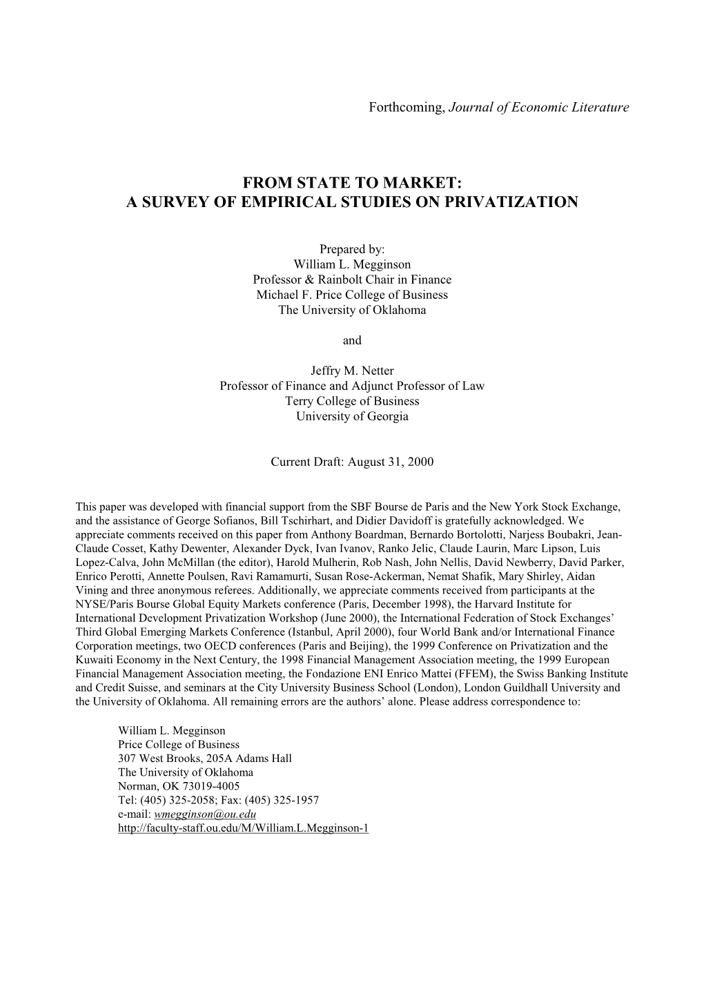 A Survey of Empirical Studies on Privatization