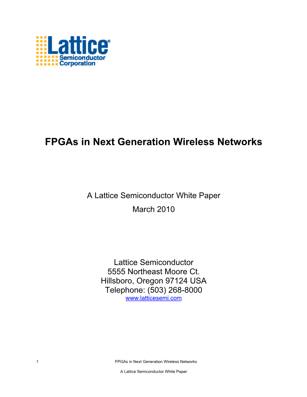 Fpgas in Next Generation Wireless Networks (Latticeecp3)