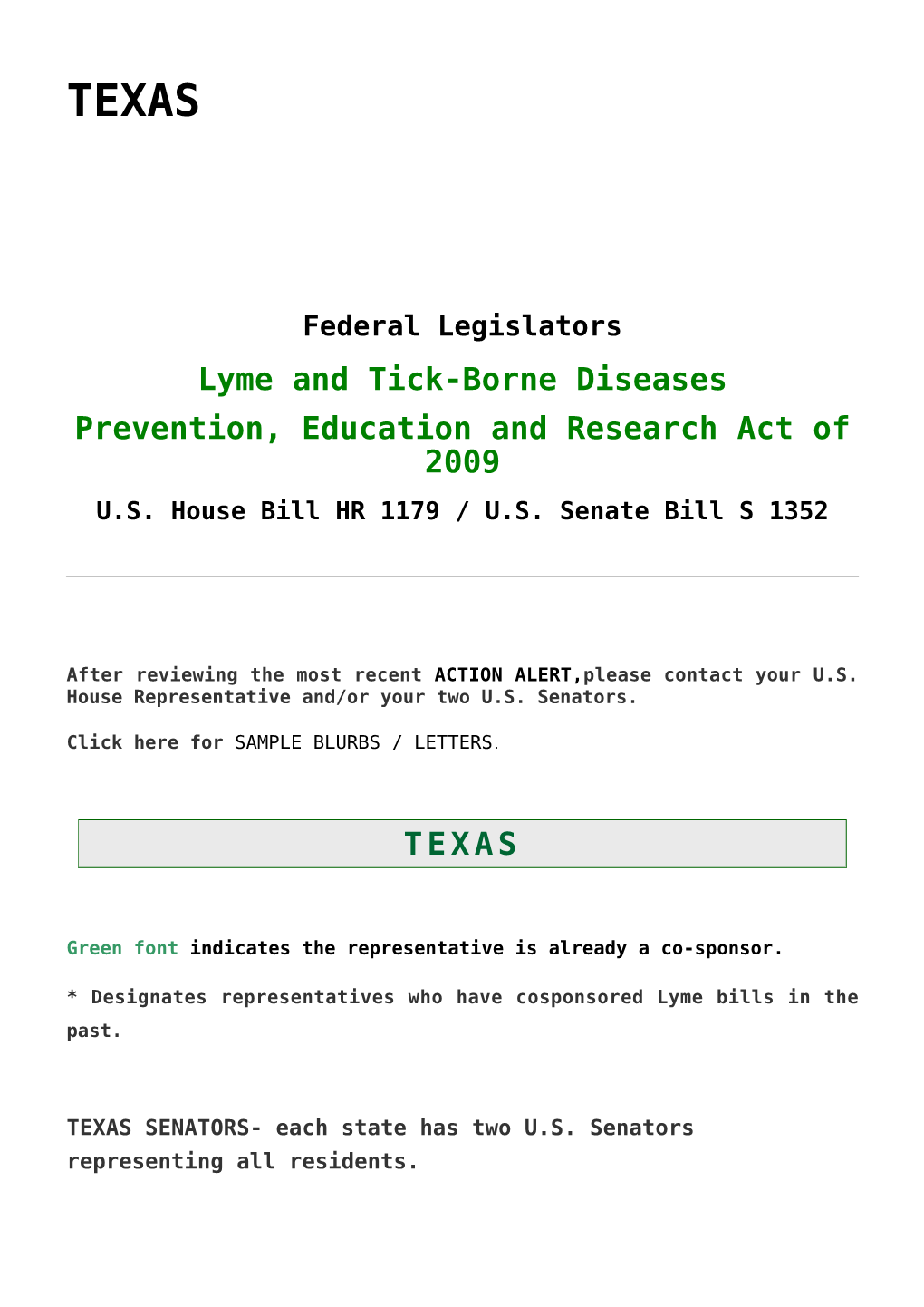 Lyme and Tick-Borne Diseases Prevention, Education and Research Act of 2009 U.S