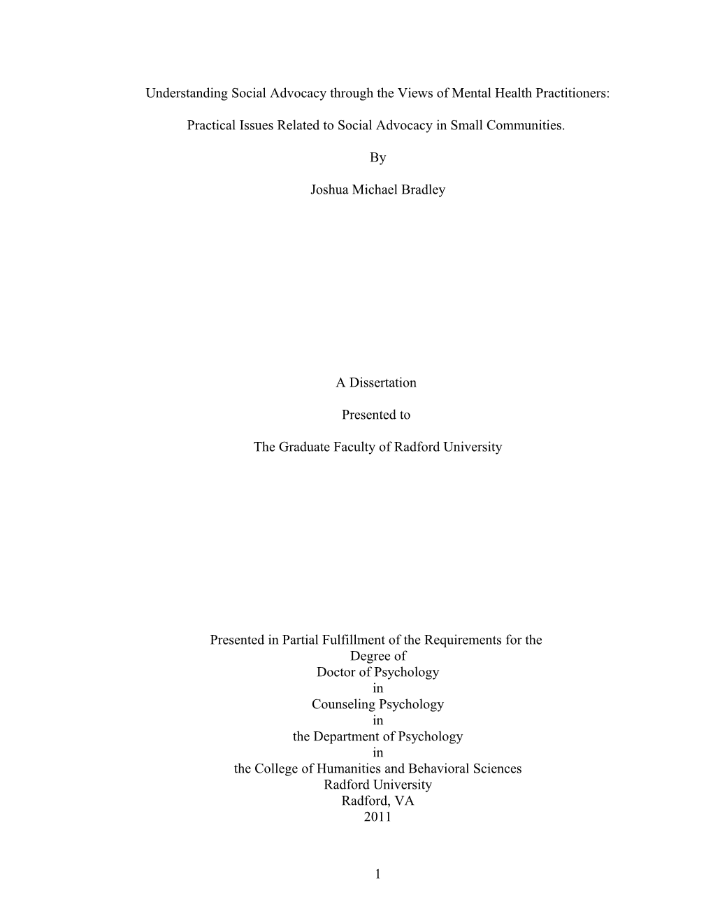 Understanding Social Advocacy Through the Views of Mental Health Practitioners