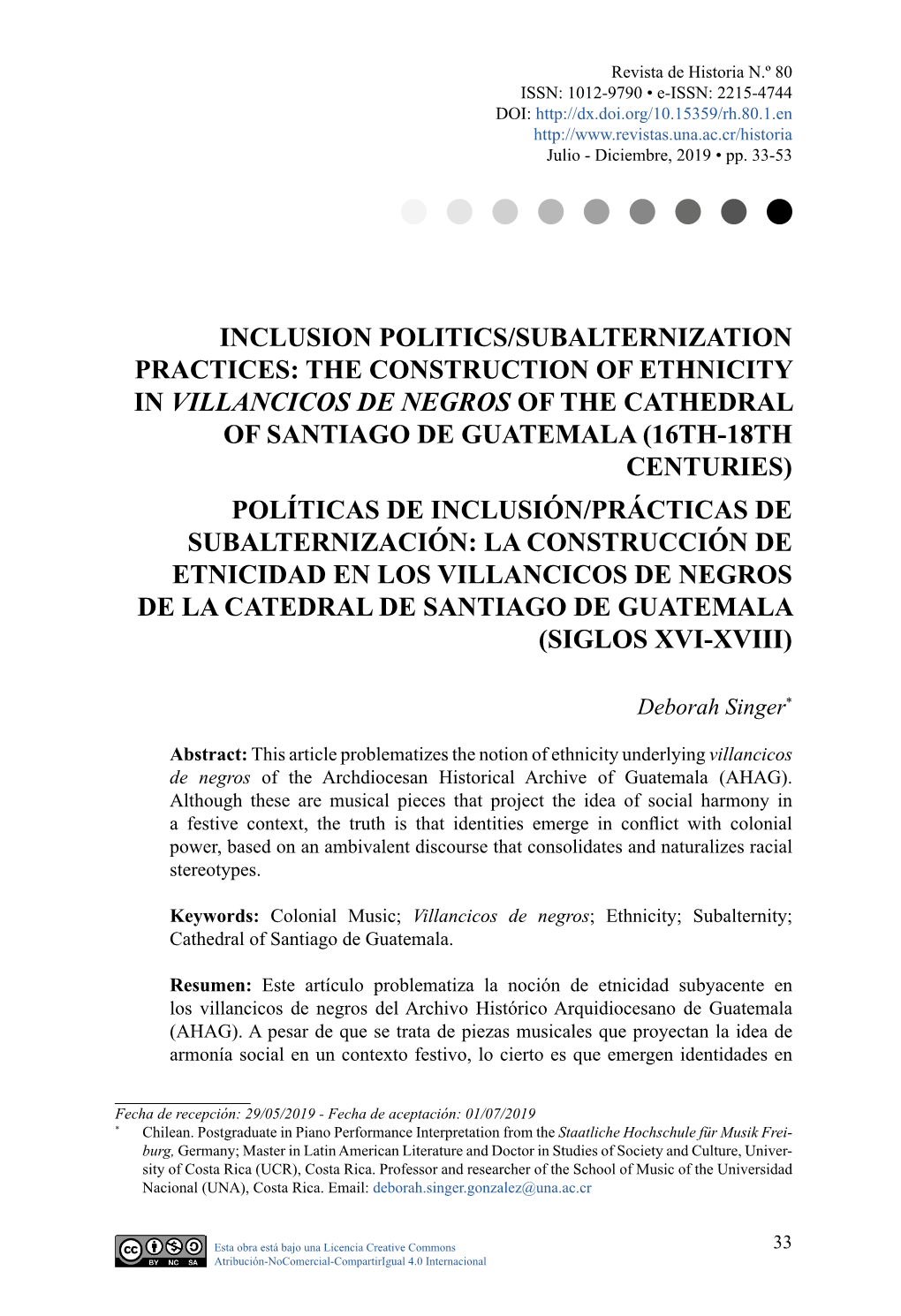 The Construction of Ethnicity in Villancicos De Negros Of