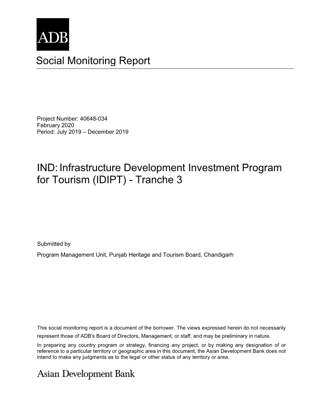 IND:Infrastructure Development Investment Program for Tourism