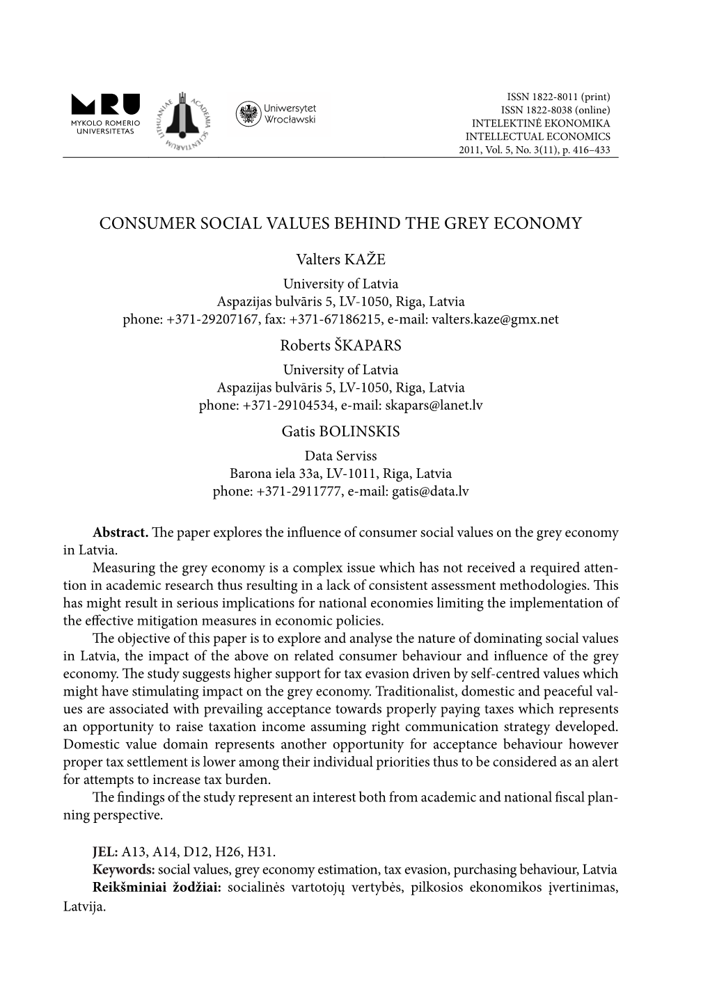 Consumer Social Values Behind the Grey Economy