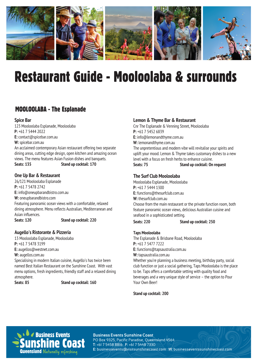 Restaurant Guide - Mooloolaba & Surrounds