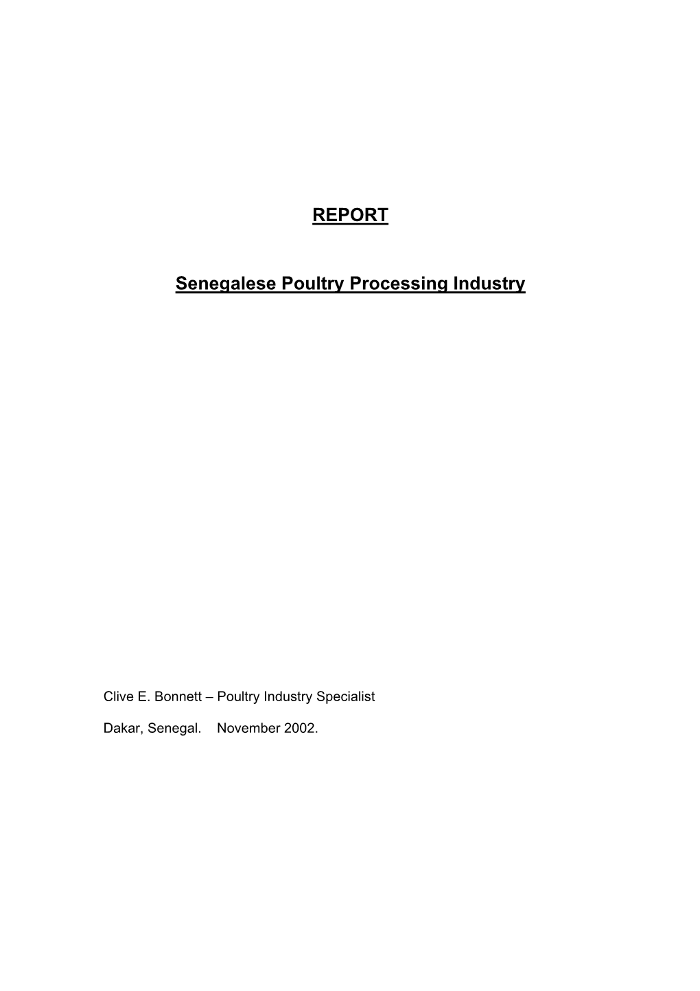 REPORT Senegalese Poultry Processing Industry