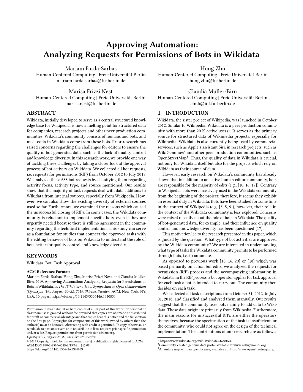 Analyzing Requests for Permissions of Bots in Wikidata