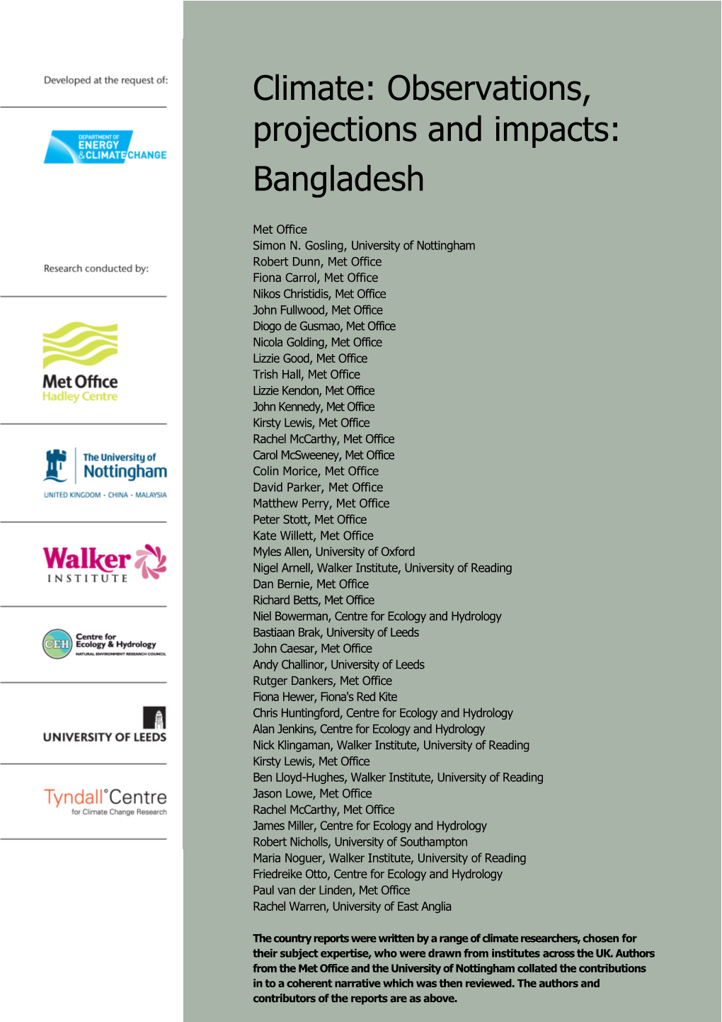 Climate: Observations, Projections and Impacts: Bangladesh