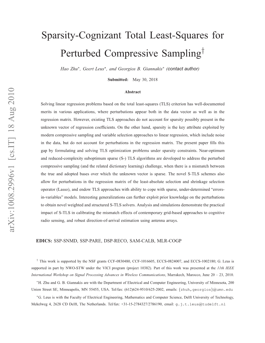 Sparsity-Cognizant Total Least-Squares for Perturbed