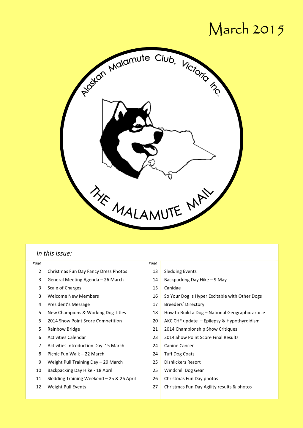 March 2015 Malamute Mail