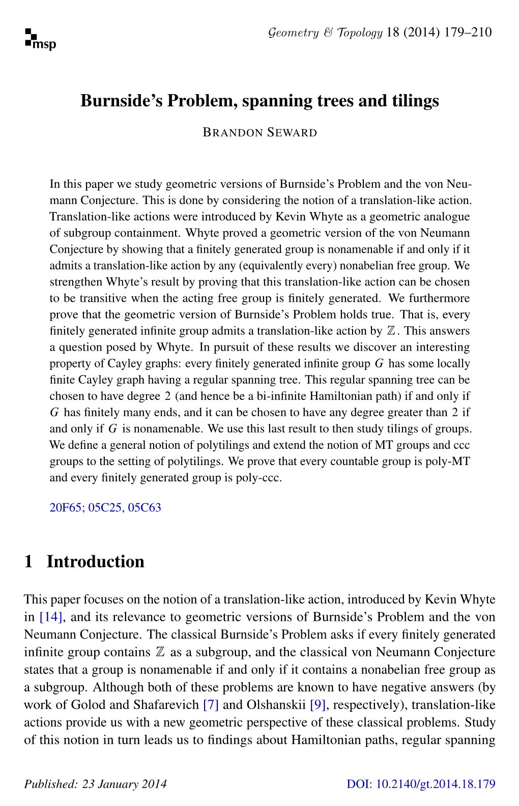 Burnside's Problem, Spanning Trees and Tilings