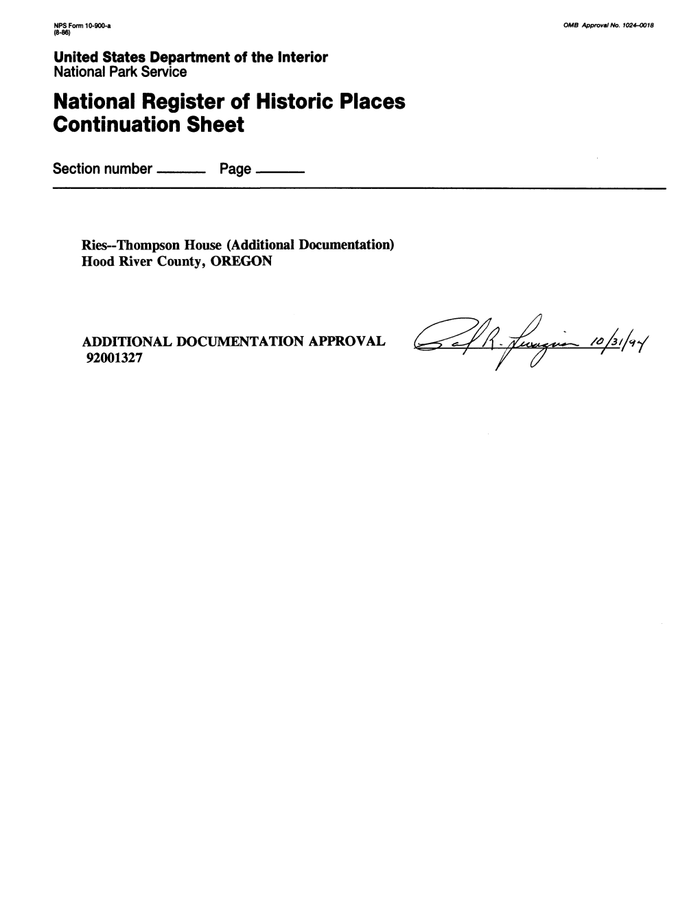 National Register of Historic Places Continuation Sheet