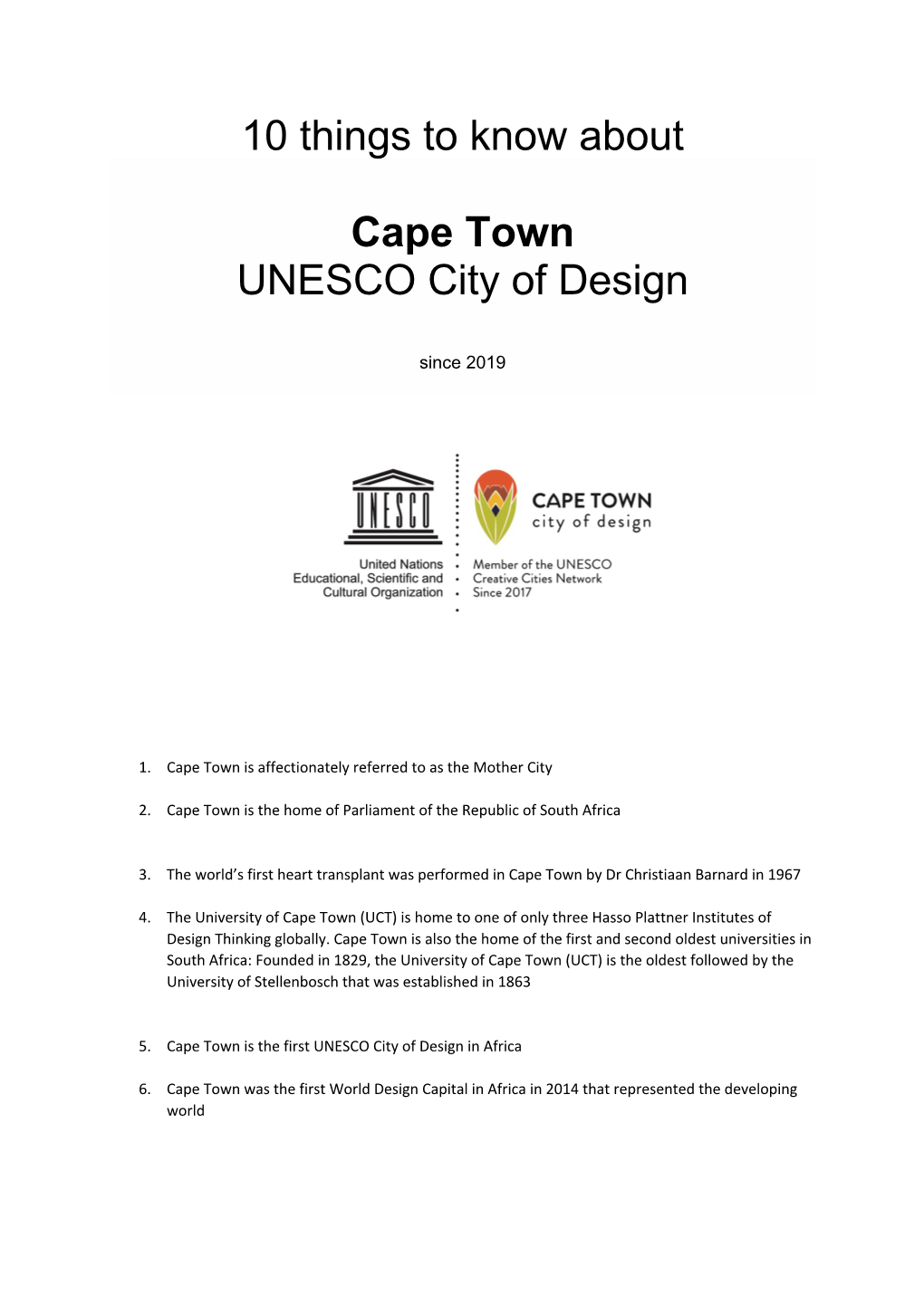 Cape Town UNESCO City of Design