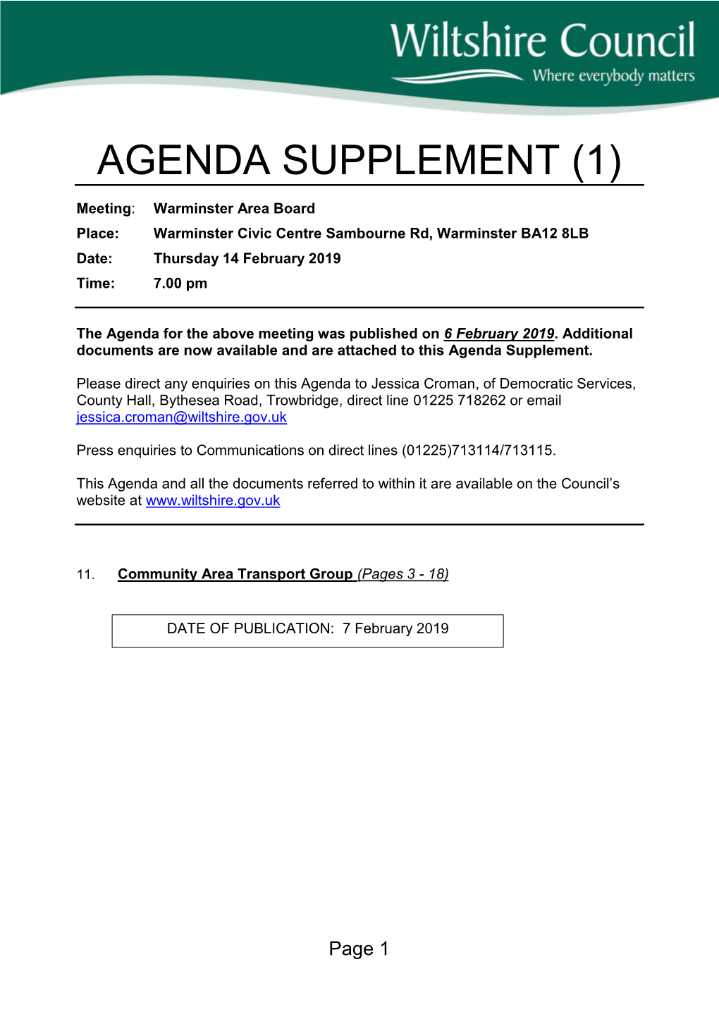 (Public Pack)Community Area Transport Group Notes Agenda