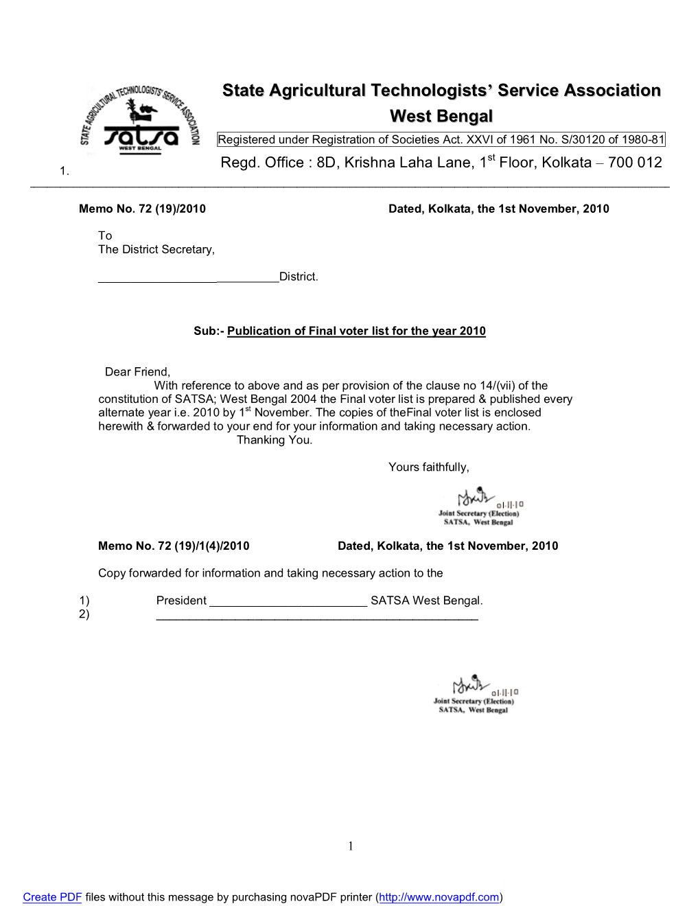 State Agricultural Technologists' Service Association West Bengal