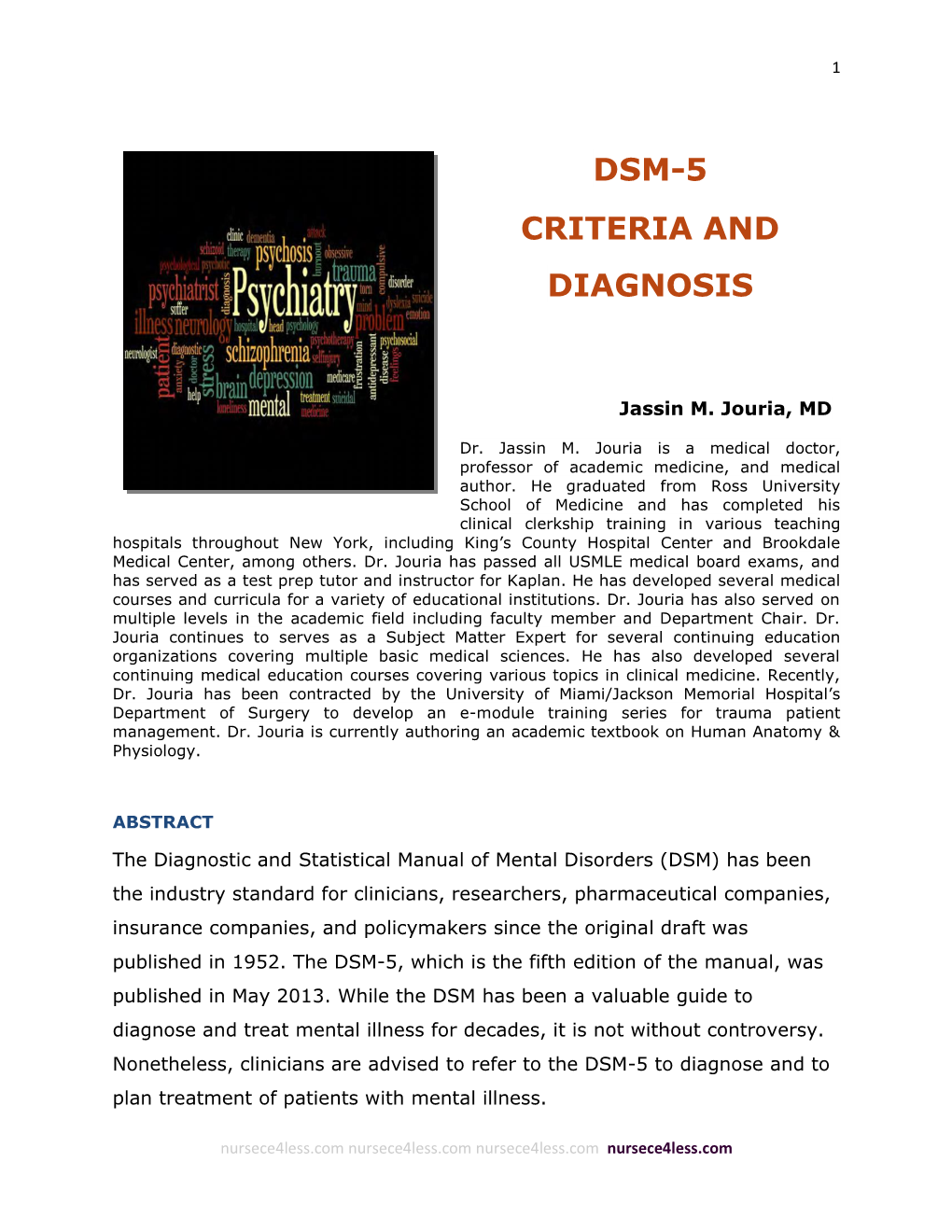Dsm-5 Criteria and Diagnosis