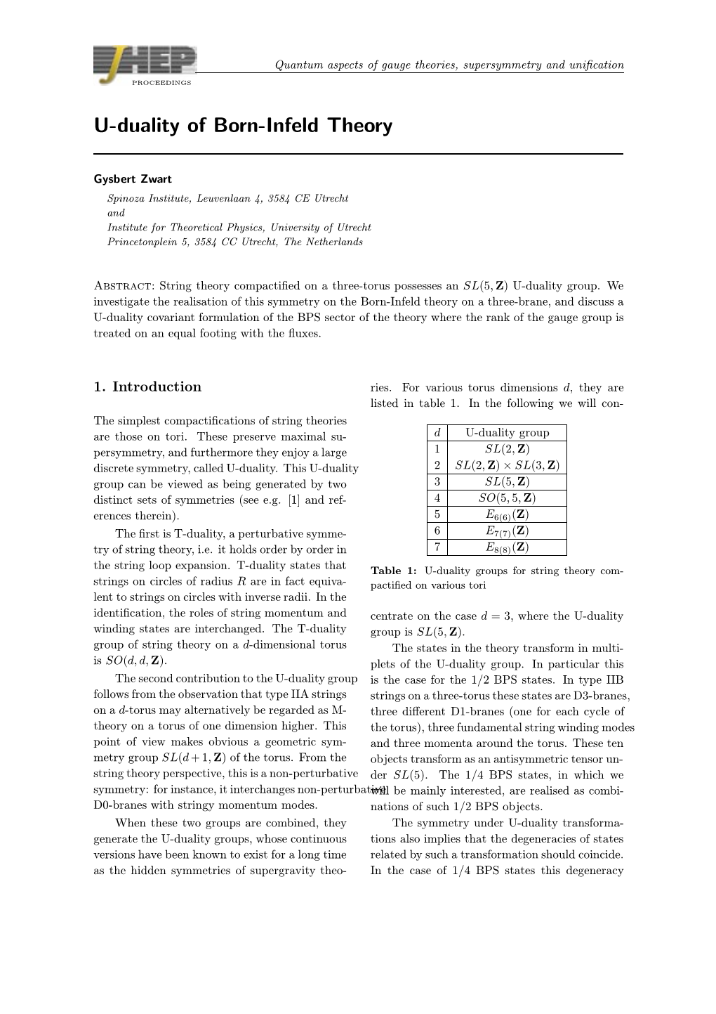 U-Duality of Born-Infeld Theory