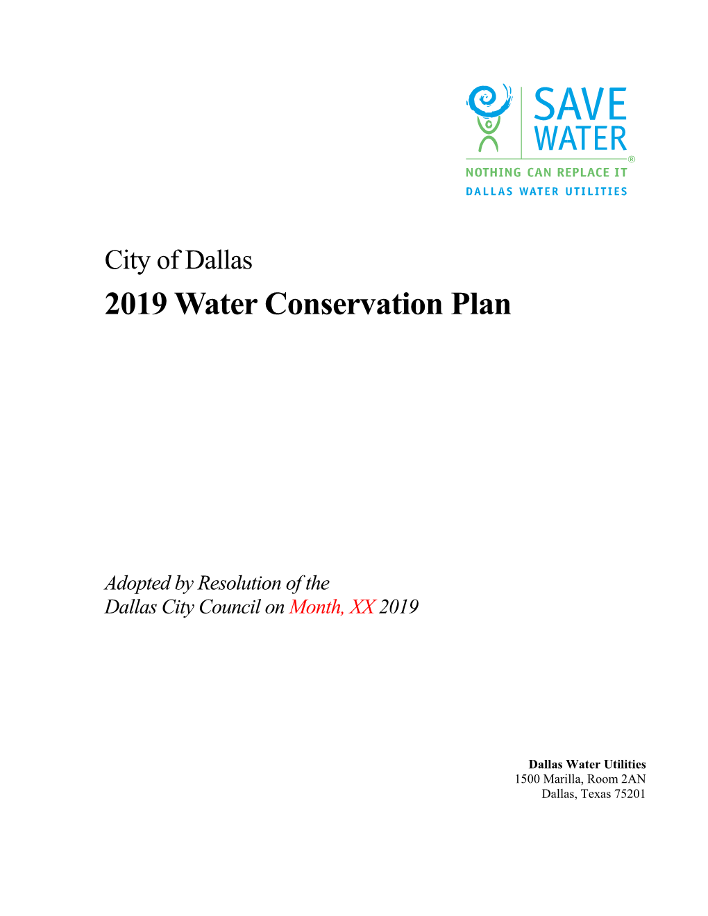 City of Dallas 2019 Water Conservation Plan