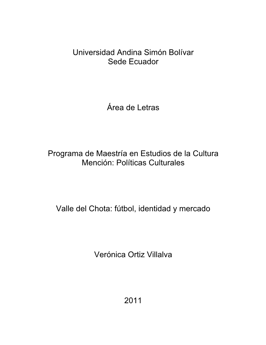 Universidad Andina Simón Bolívar Sede Ecuador Área De