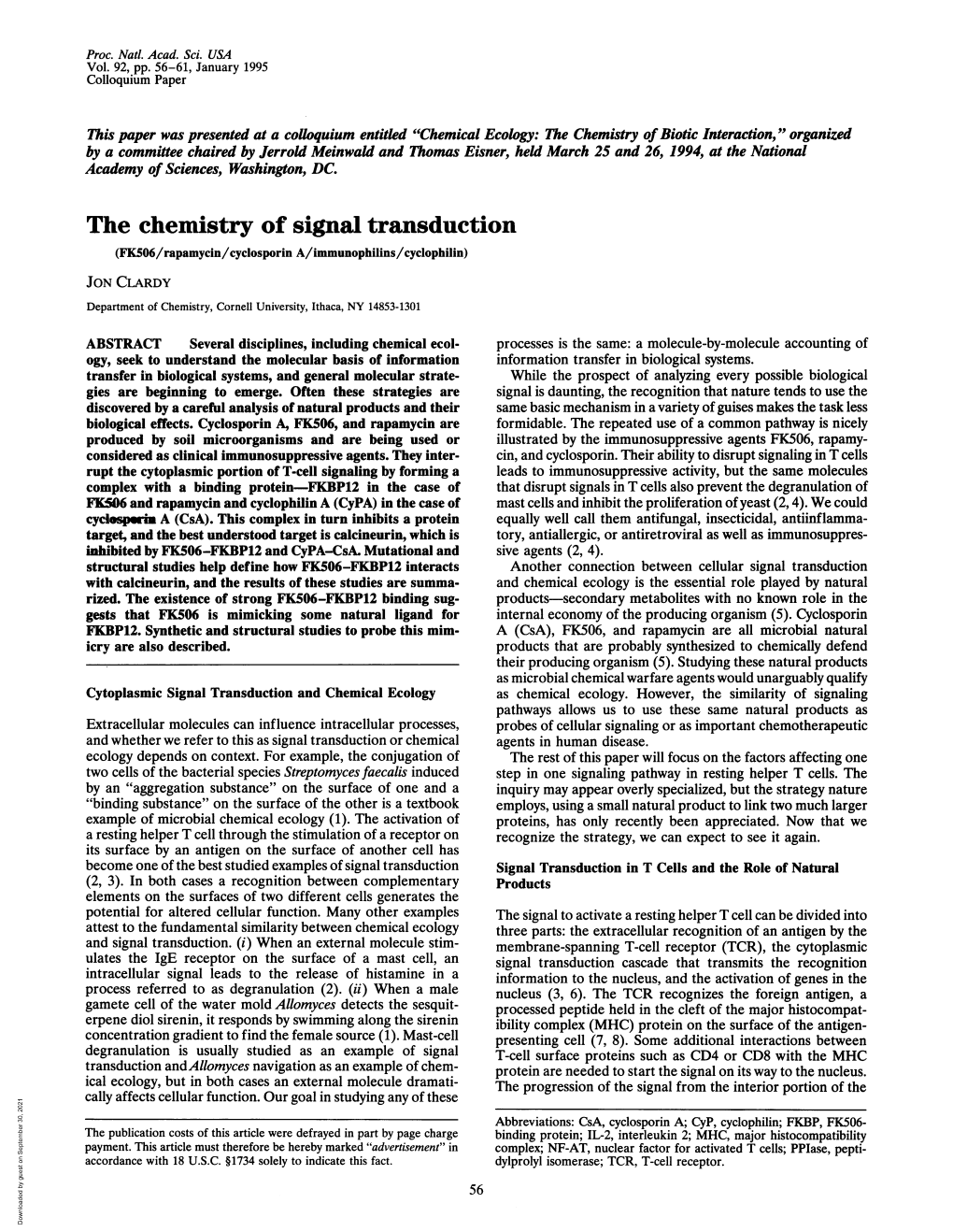The Chemistry of Signal Transduction