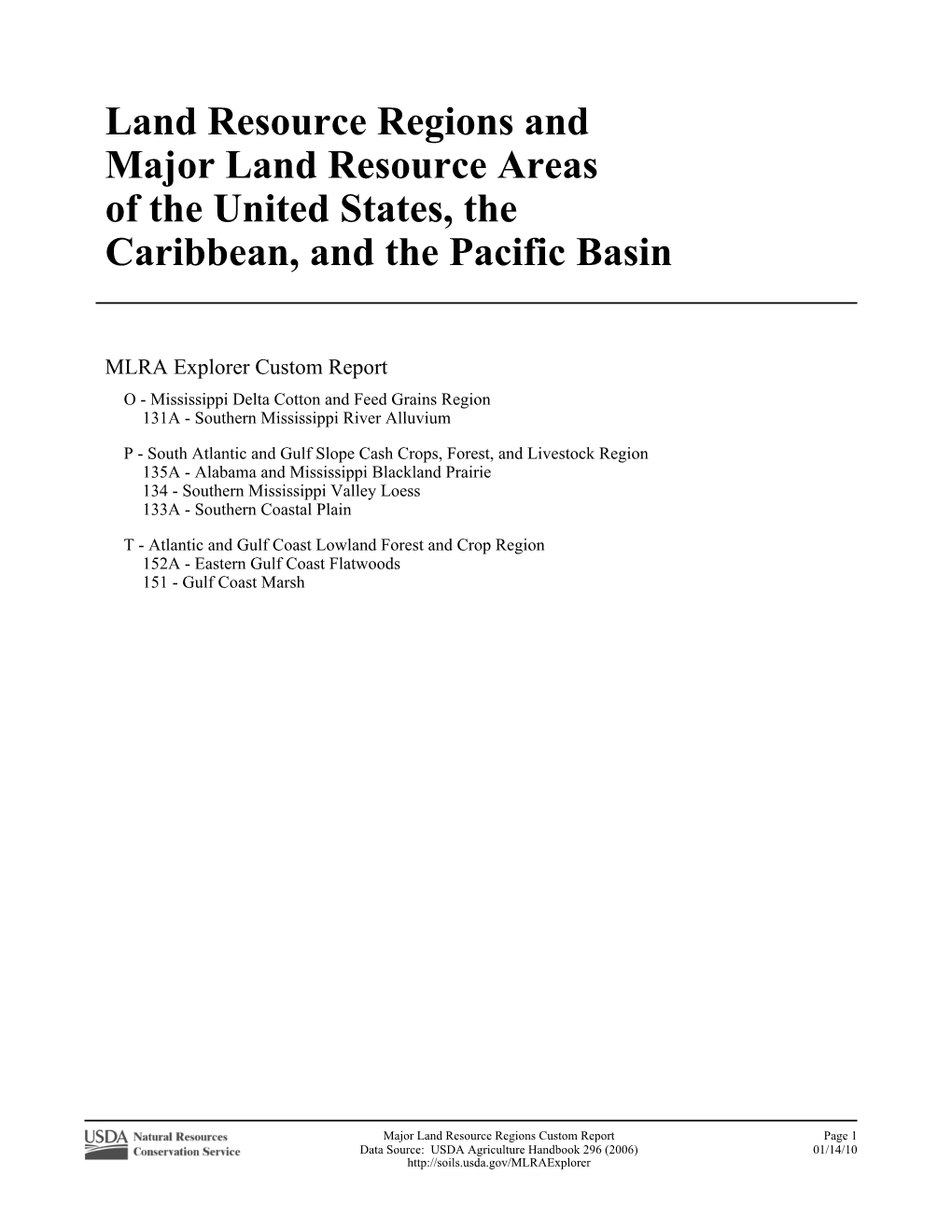 Mississippi Land Resource Areas–NRCS