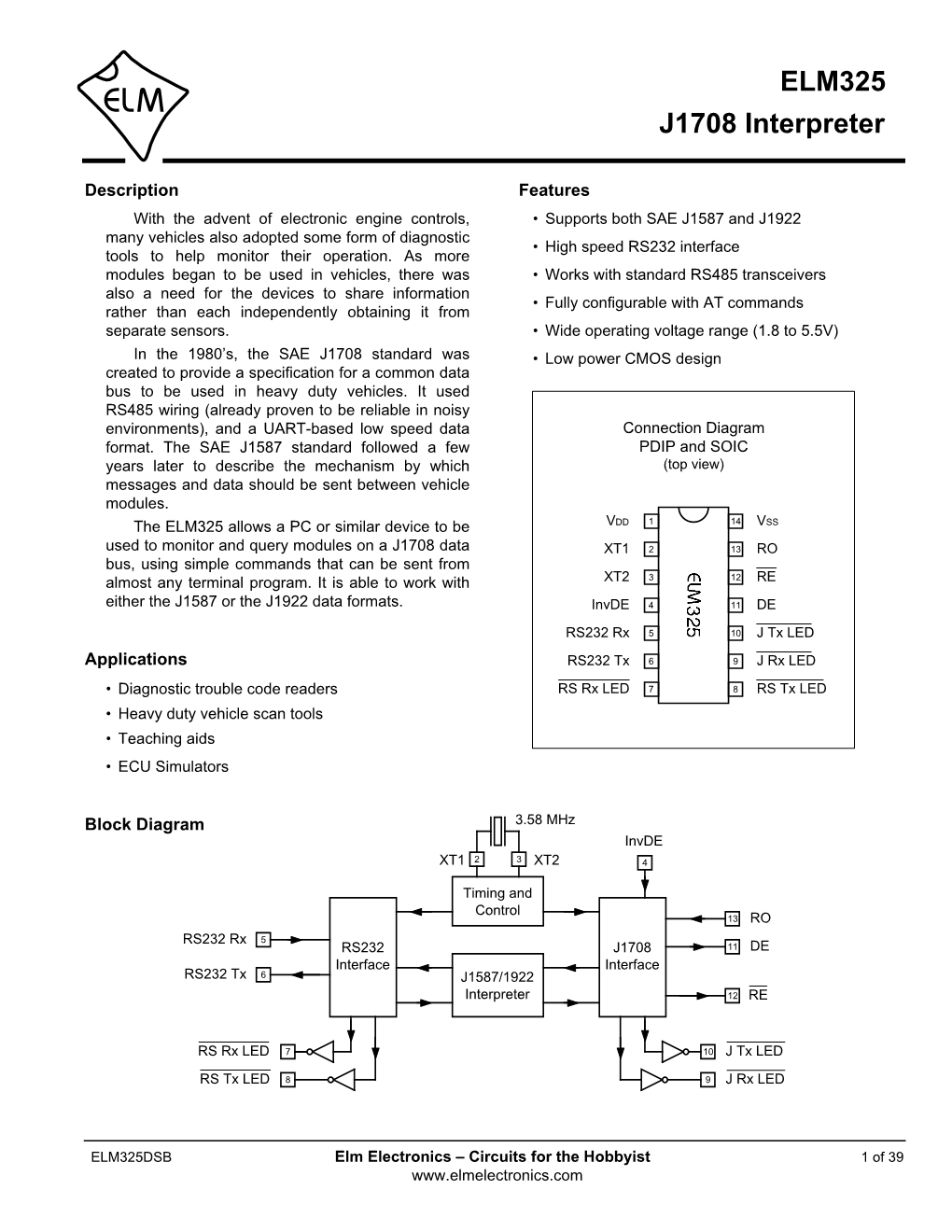 ELM325 J1708 Interpreter