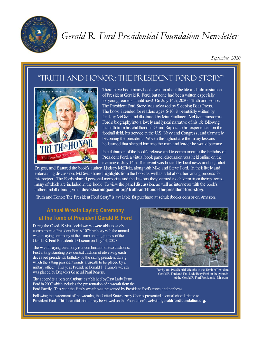 Gerald R. Ford Presidential Foundation Newsletter