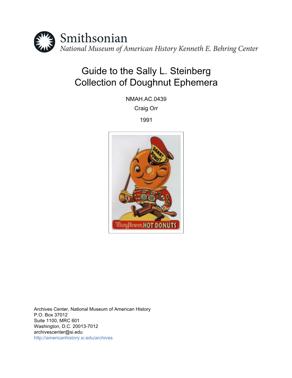 Guide to the Sally L. Steinberg Collection of Doughnut Ephemera