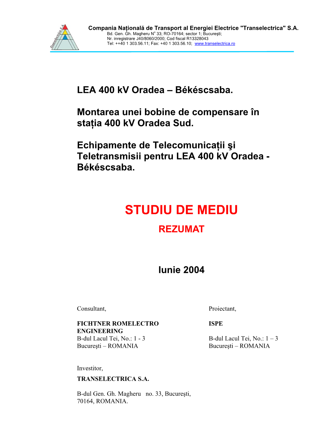 LEA 400 Kv Oradea – Békéscsaba