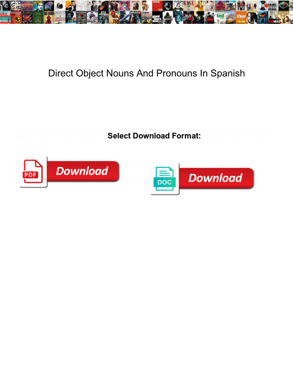 Direct Object Nouns and Pronouns in Spanish