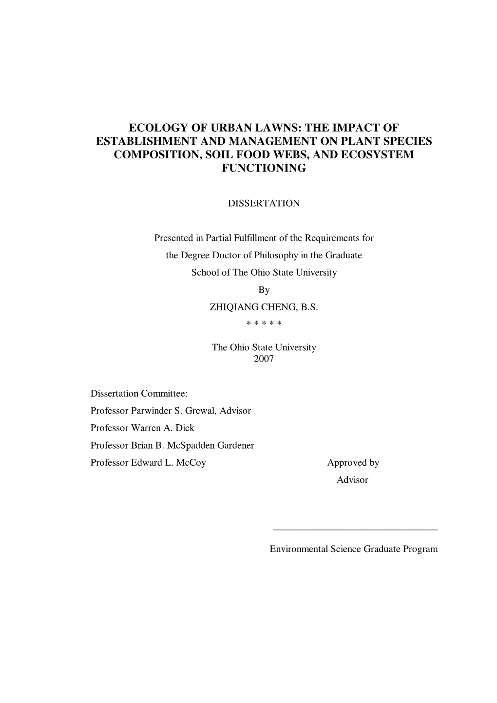 Ecology of Urban Lawns: the Impact of Establishment and Management on Plant Species Composition, Soil Food Webs, and Ecosystem Functioning