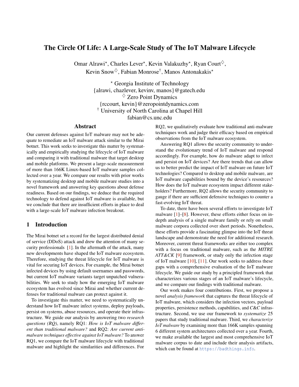 The Circle of Life: a Large-Scale Study of the Iot Malware Lifecycle