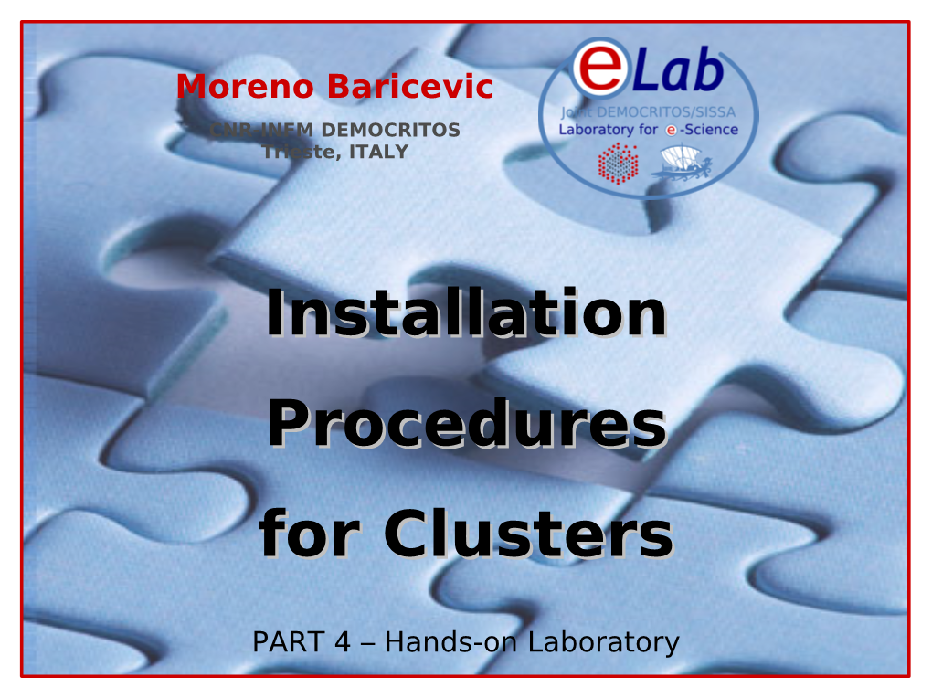Installation Procedures for Clusters