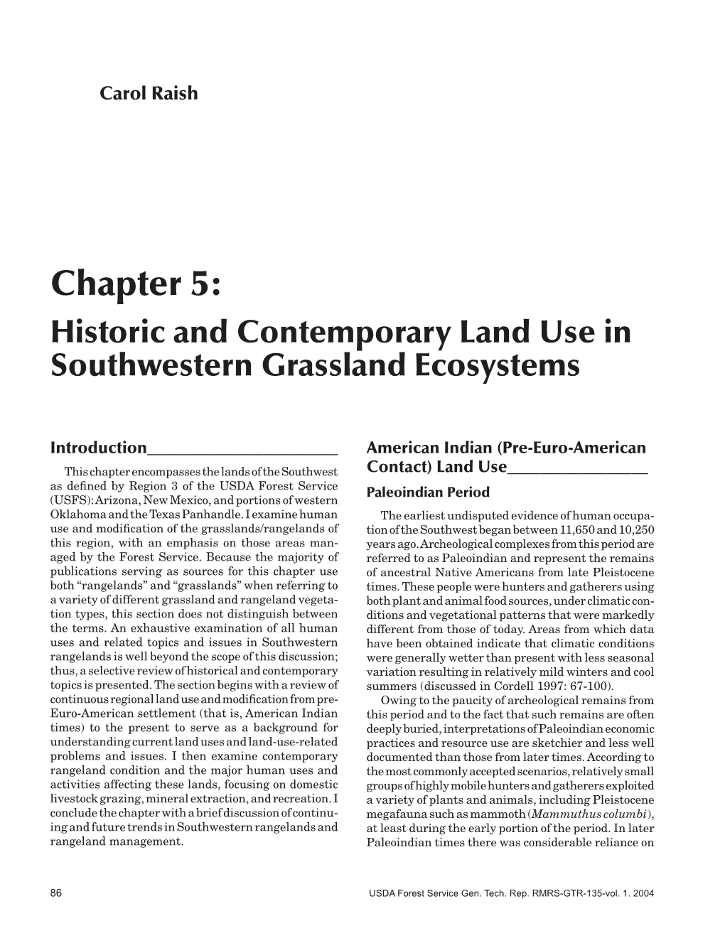 Assessment of Grassland Ecosystem Conditions in the Southwestern