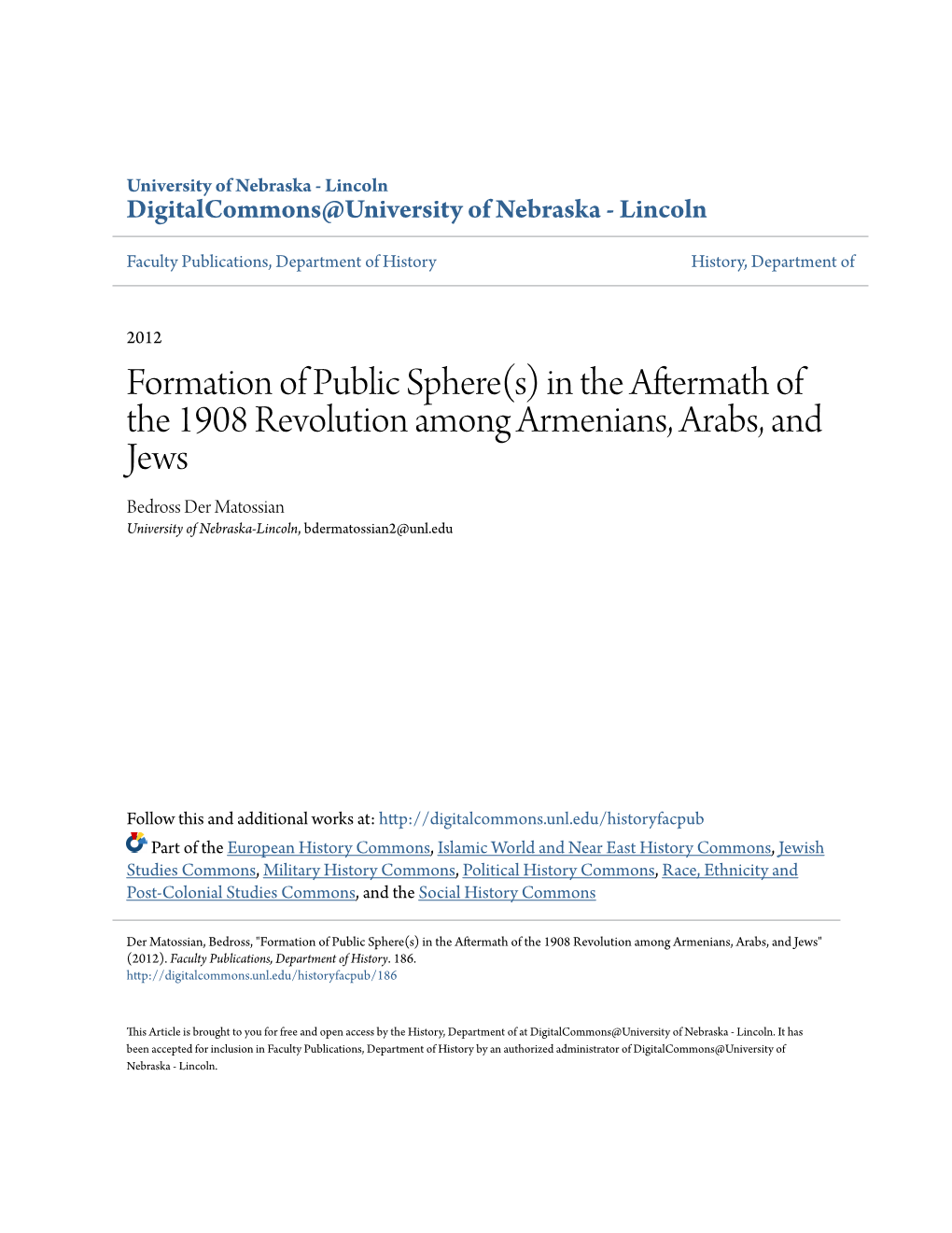 Formation of Public Sphere(S) in the Aftermath of the 1908 Revolution