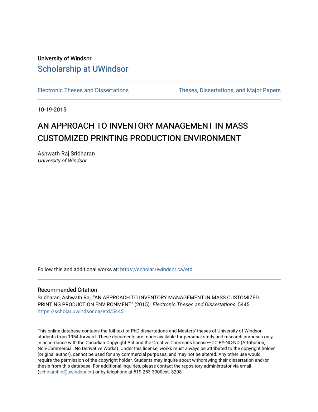 An Approach to Inventory Management in Mass Customized Printing Production Environment