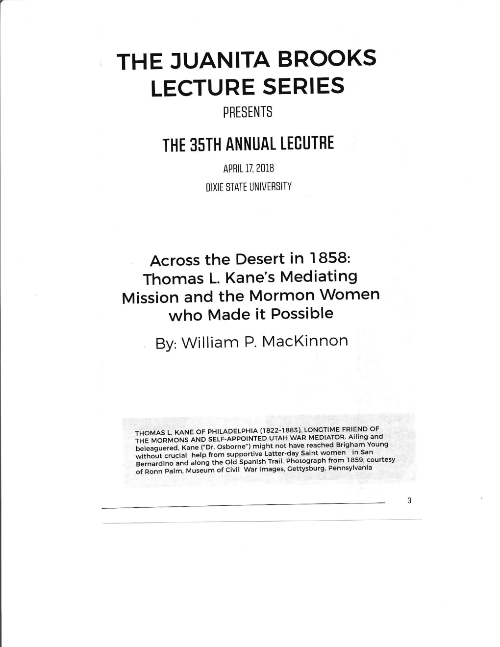 The ]Uanita Brooks Lecture Series
