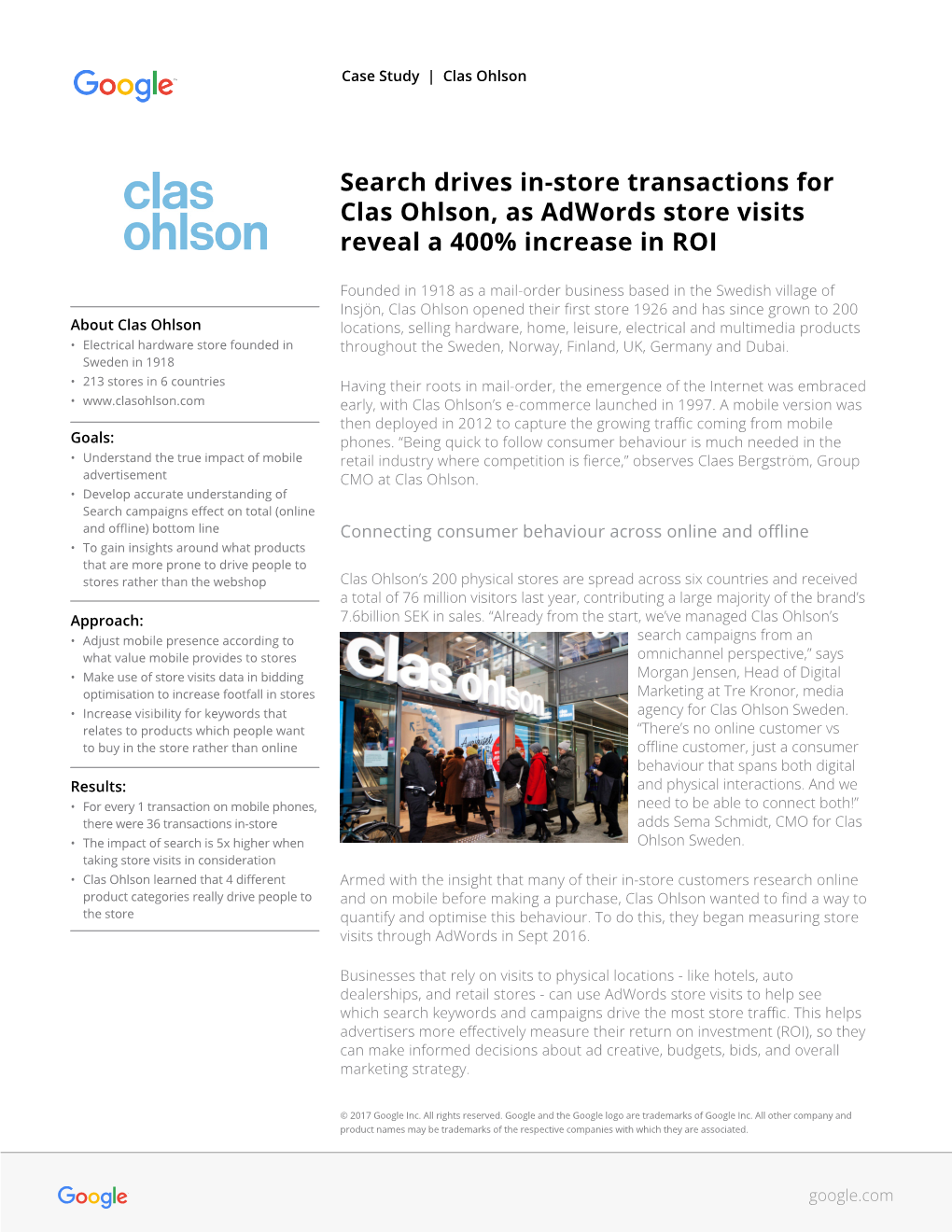 Search Drives In-Store Transactions for Clas Ohlson, As Adwords Store Visits Reveal a 400% Increase in ROI