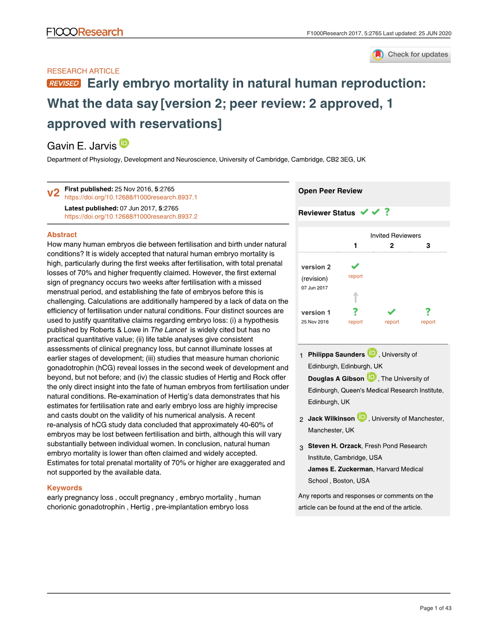 Early Embryo Mortality in Natural Human Reproduction