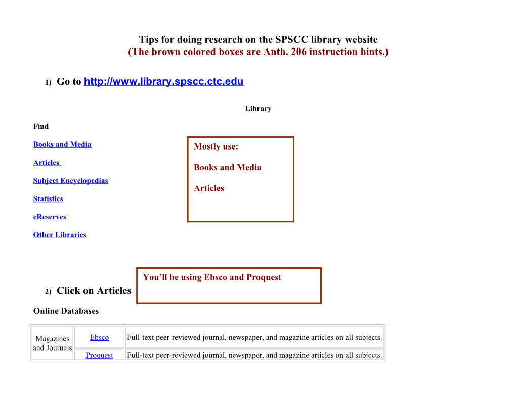 Tips for Doing Research on the SPSCC Library Website s1