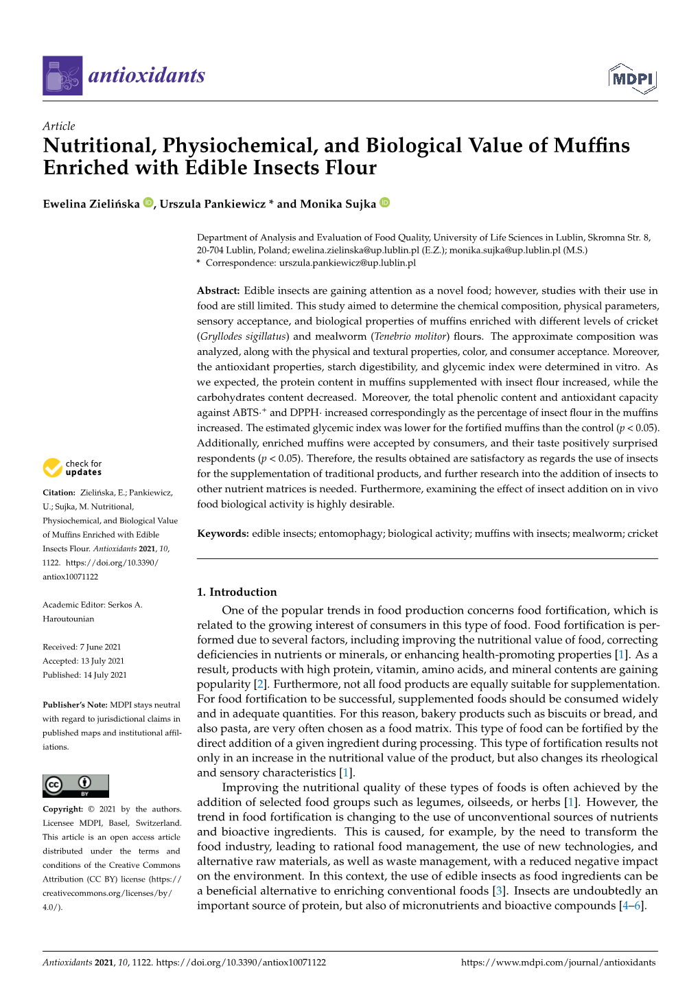 Nutritional, Physiochemical, and Biological Value of Muffins