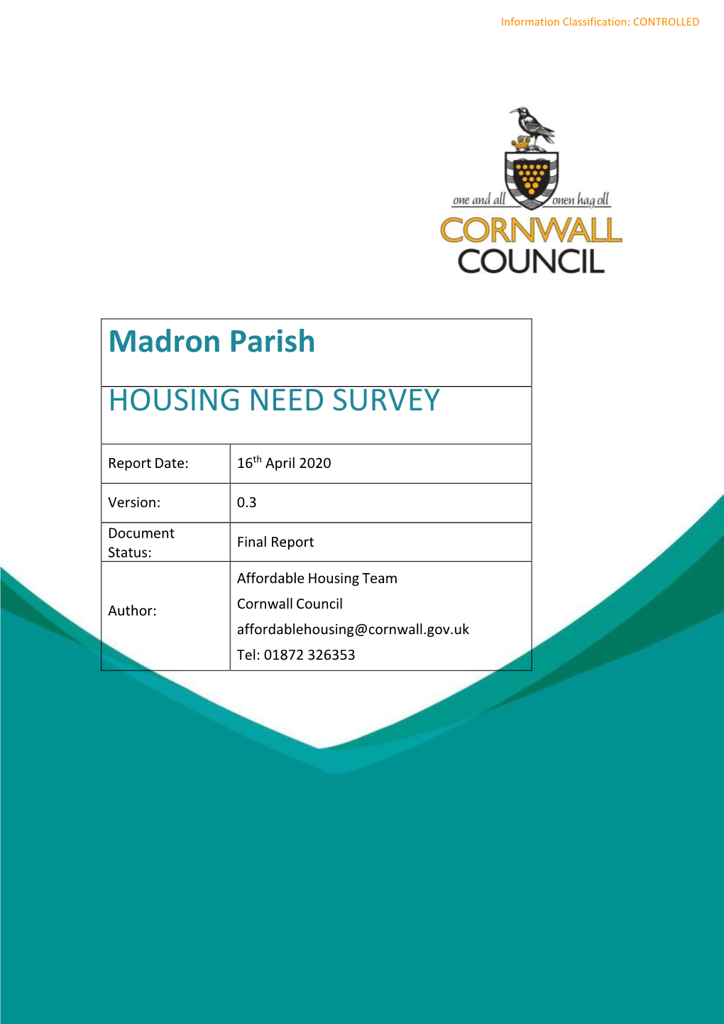 Madron Parish Housing Need Survey Report