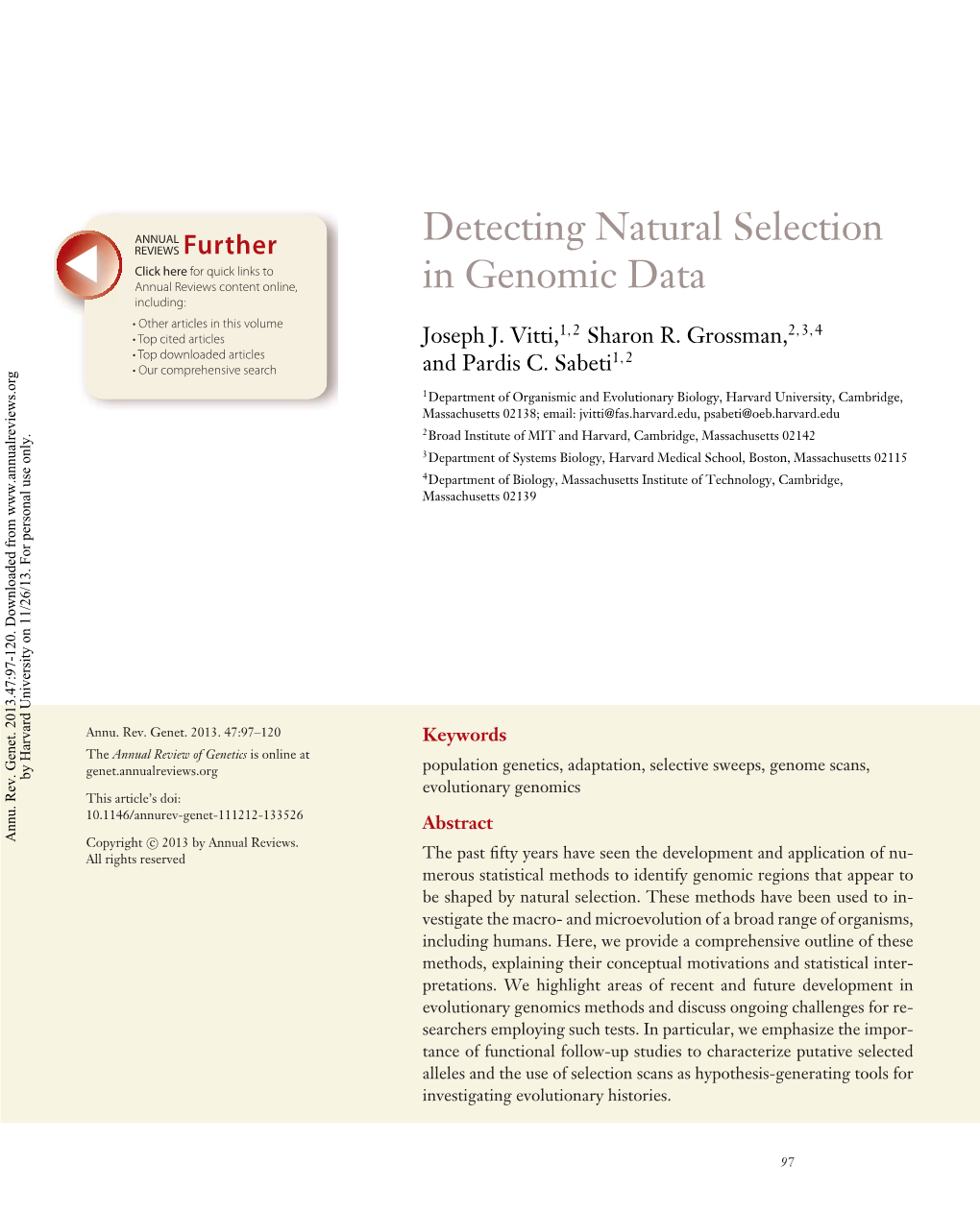 Detecting Natural Selection in Genomic Data