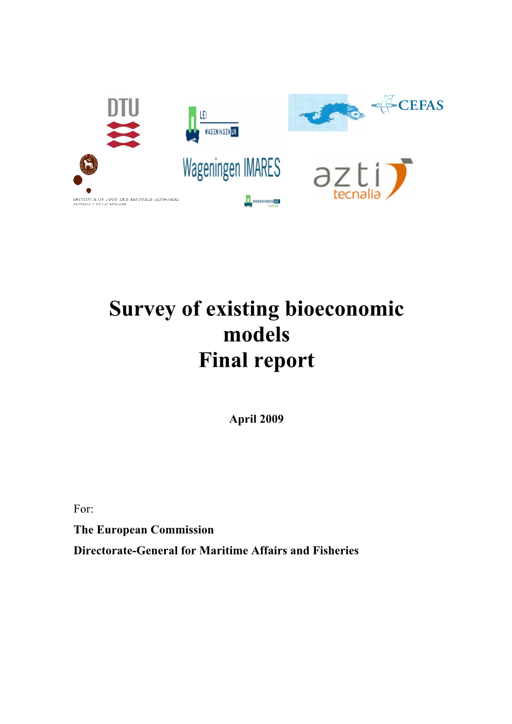 Survey of Existing Bioeconomic Models Final Report