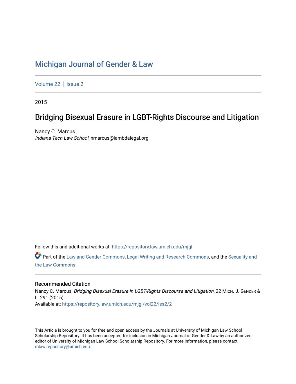 Bridging Bisexual Erasure in LGBT-Rights Discourse and Litigation