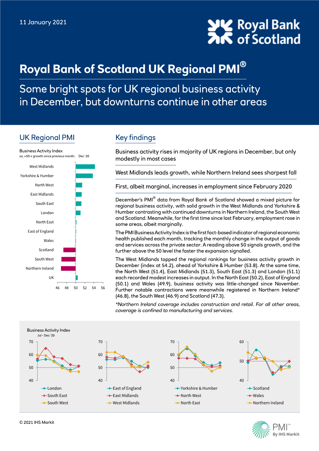 Royal Bank of Scotland UK Regional PMI® Some Bright Spots for UK Regional Business Activity in December, but Downturns Continue in Other Areas