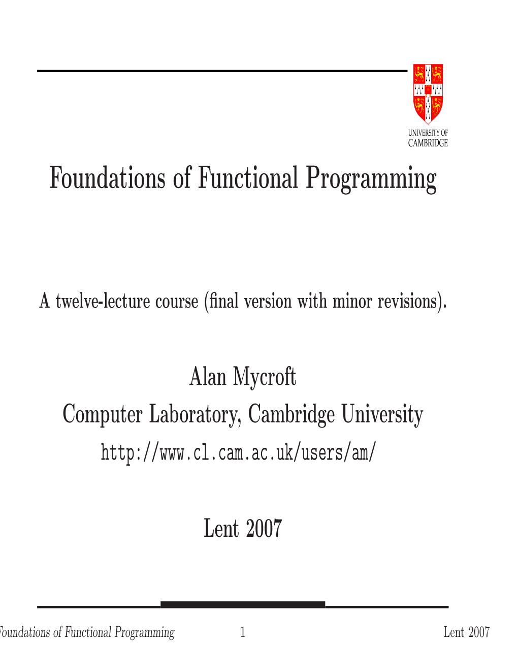 Foundations of Functional Programming