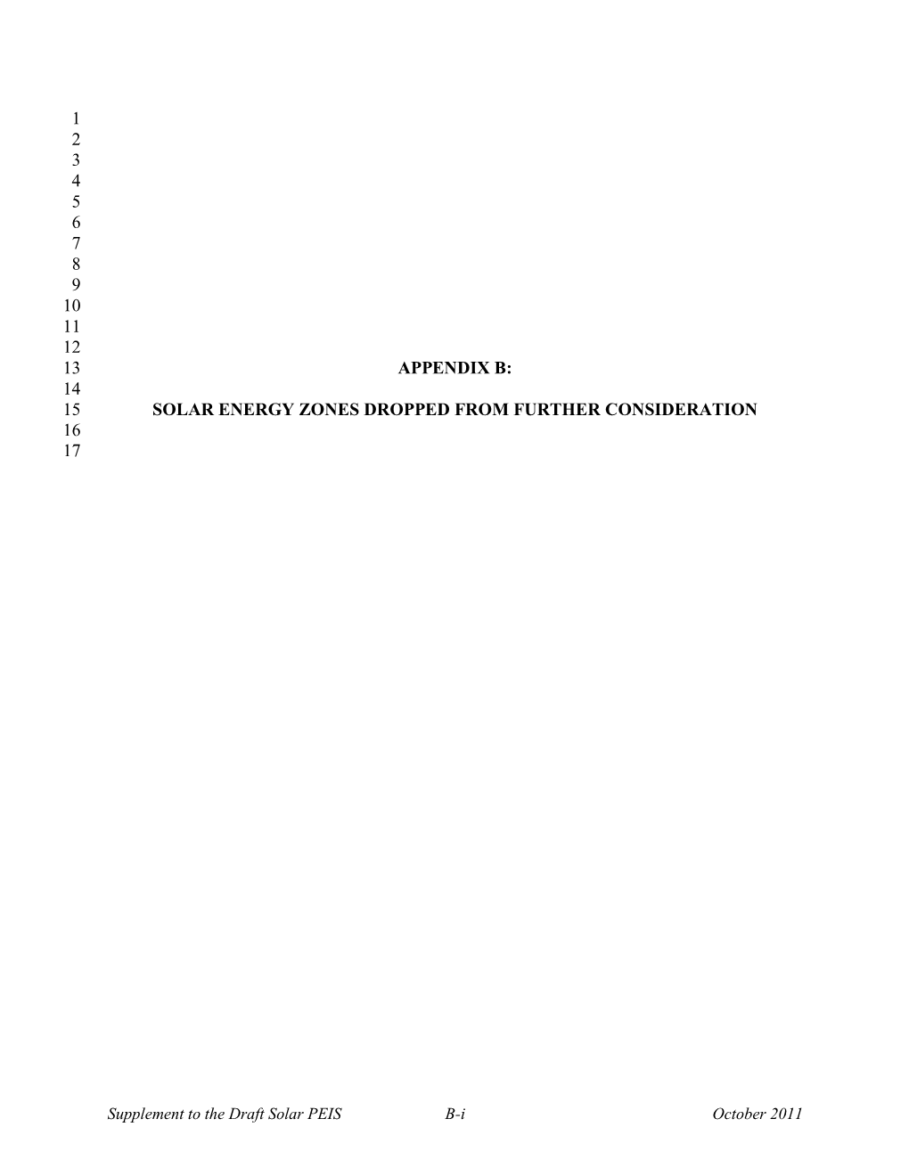 Appendix B: 14 15 Solar Energy Zones Dropped from Further Consideration 16 17