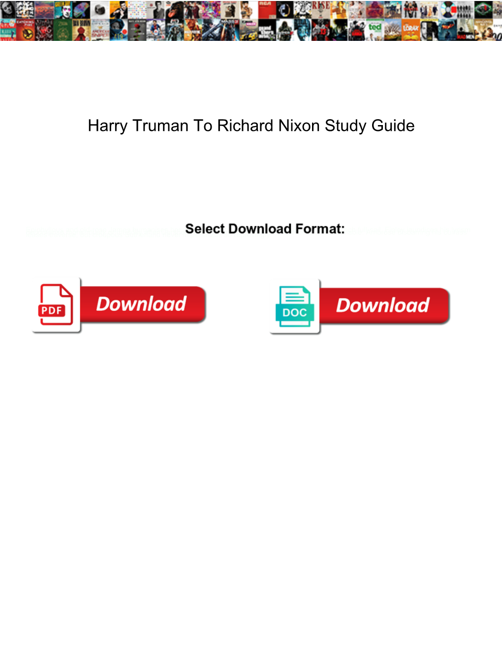 Harry Truman to Richard Nixon Study Guide